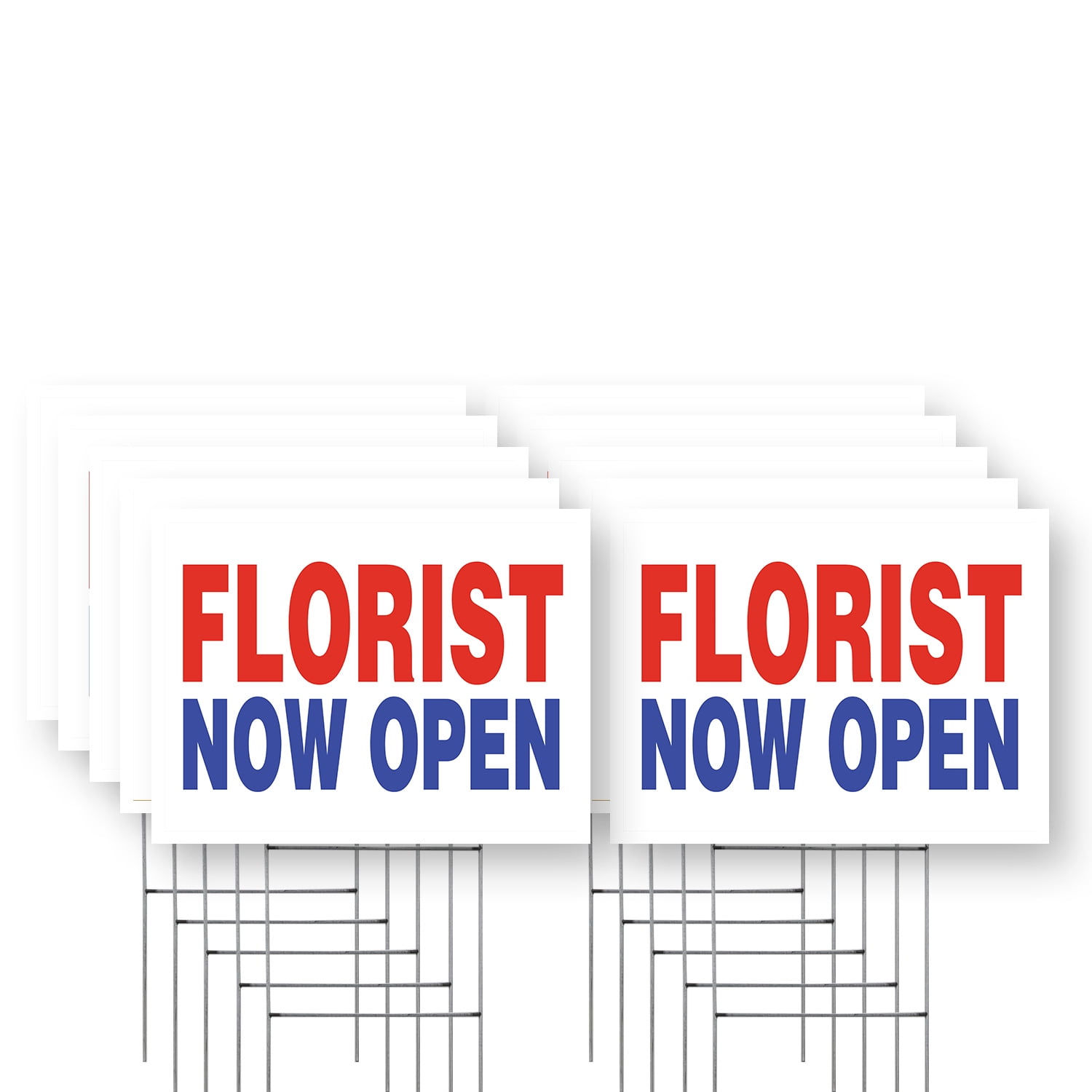Florist Now Open Yard Sign 10 Pack of 12 Inch x 16 Inch Double Sided ...