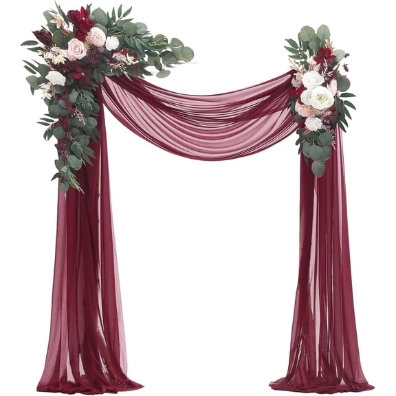 Floroom Arch Flowers with Drapes Kit  - Draping Fabric for Wedding Ceremony Arbor and Reception Backdrop Decoration
