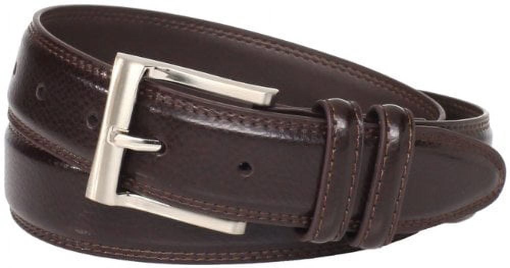 Florsheim Men's Pebble Grain Leather Belt - 32mm Width With Brushed Buckle, Classic Style