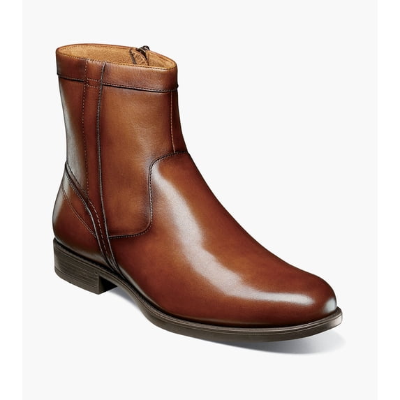 Florsheim Midtown Plain Toe Men's Zipper Boot, Cognac, 8 D