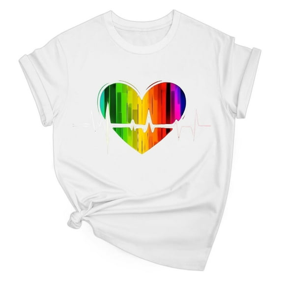 Floruhand Pride Shirt Women Rainbow Graphic Tee Love Print T-Shirt Shirts Short Sleeve Tops
