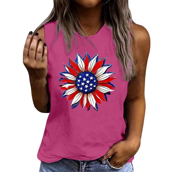 Floruhand Sleeveless Tops for Women 4th of July Patriotic Holiday Print Tank Tops Casual Summer Shirts for Independence Day