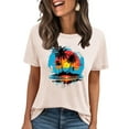 thumbnail image 1 of Floruhand Sunshine Beach Shirt for Women Summer Vacation Palm Trees T-Shirt Hawaii Beach Tee Tops, 1 of 4