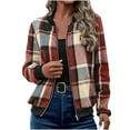 thumbnail image 1 of Floruhand Women's Bomber Jacket Casual Coat Zip Up Outerwear Windbreaker Shacket Flannel Plaid Long Sleeve Shirts, 1 of 6