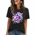 thumbnail image 1 of Floruhand Womens Vintage Flowers Crew Neck Printed Shirt Funny Boho Flower Graphic Tee Casual Short Sleeve Summer Tops, 1 of 4