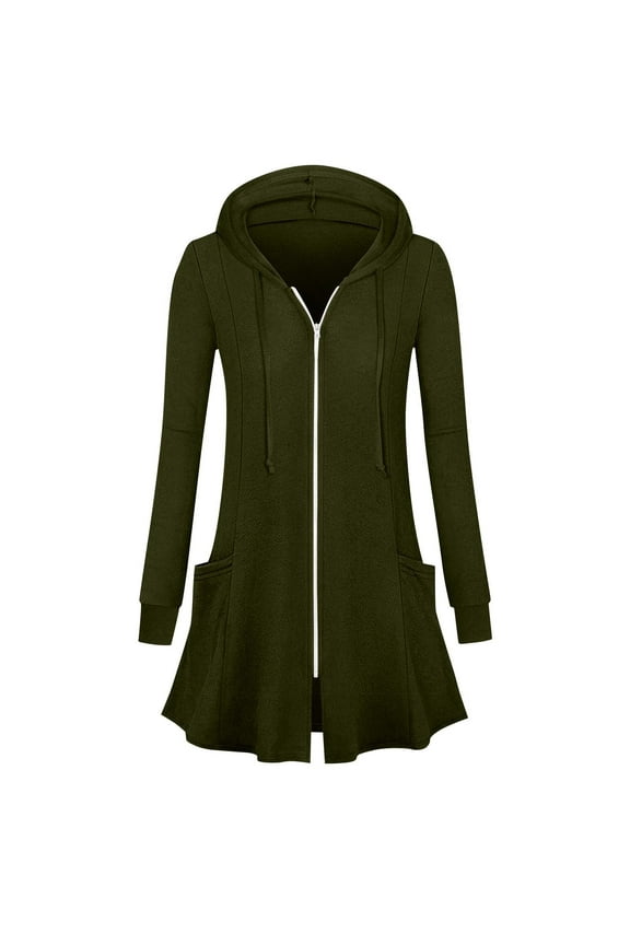 Womens Zip Up Long Hoodie Jacket Lightweight Tunic Sweatshirt Open Front Cardigan for Women