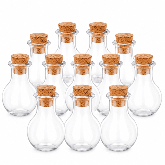 Florvian 10x Small Glass Bottles Miniature Potion Bottle Mini Cork Glass Vials