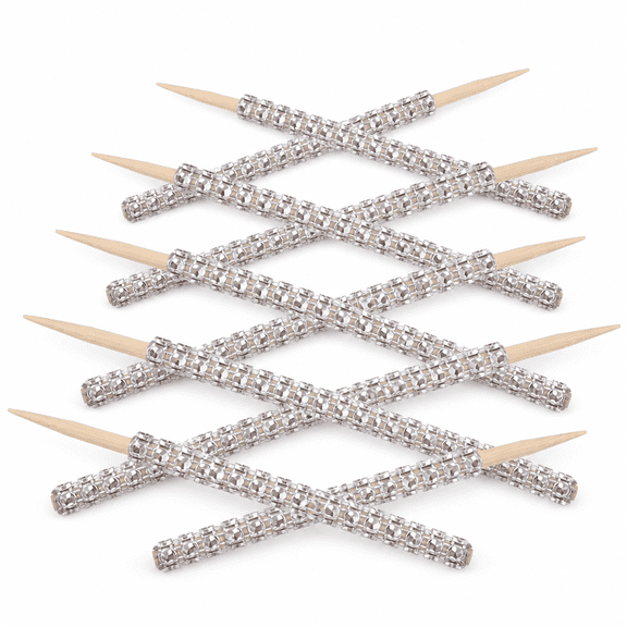 Florvian 2026 New 12Pcs Delicate Candy Sticks Wooden Apples Sticks Rhinestone Cake Sticks Festival Accessory for Parties,Weddings,Birthdays,Dessert Tables,Candy Buffets,Celebrations