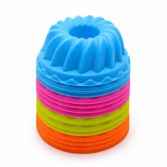 Florvian 2026 New 12Pcs Mini Bundt Cake Pan,6-Cavity Fluted Tube Cake Pan,Non-Stick Silicone Baking Mold for Cupcakes,Donuts,Muffins,Cornbread,Brownies,Jellies for Home,Bakery,Kitchen,Party