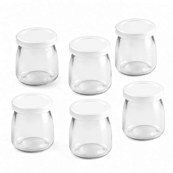 Florvian 2026 New 6Pcs/6Oz Glass Yogurt Jars with Lids,Pudding Glass Jars,Mini Yogurt Dessert Clear Glass Jar,Container for Jello/Honey/Jam/Mousse/Cake/Milk,Party,Gift