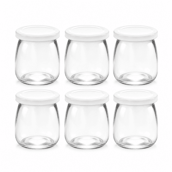 Florvian 2026 New 6Pcs/6Oz Glass Yogurt Jars with Lids,Pudding Glass Jars,Mini Yogurt Dessert Clear Glass Jar,Container for Jello/Honey/Jam/Mousse/Cake/Milk,Party,Gift