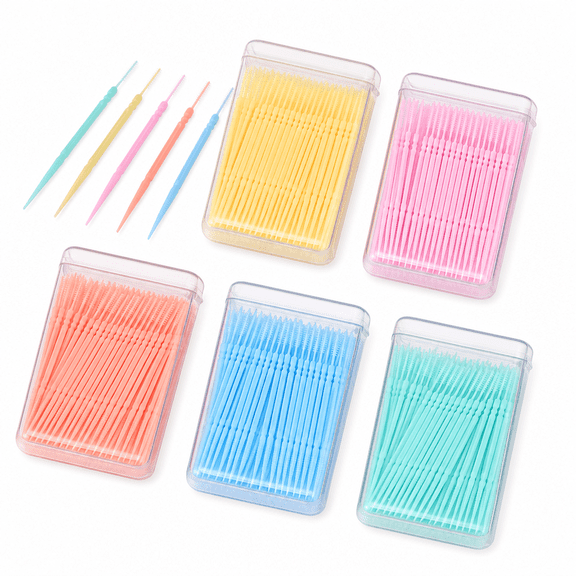 Florvian 2026 New Plastic Toothpick 1100Pcs Double-Ended Toothpicks Home Cleaning Tool,For Dental Care,Oral Hygiene,Kitchen,Parties,Pp (2.56"X0.08"X0.08")