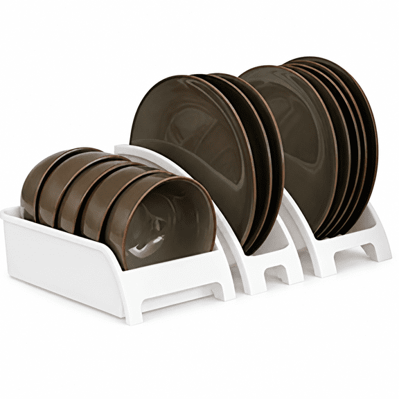 Florvian 2026 New Plate Rack Cradle Storage Dinner Plate Holder for Cupboard Home Drawers,For Organizing Plates,Saving Space,Kitchen Storage,Decluttering Countertops