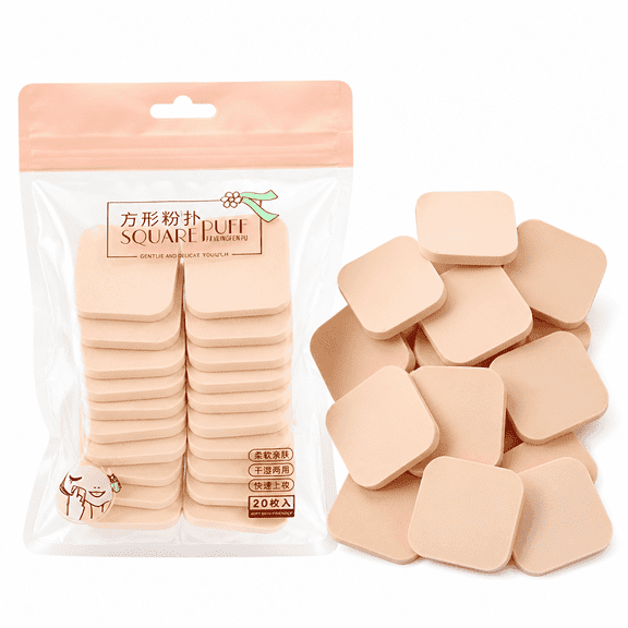 Florvian 20Pcs Set Makeup Puff Cosmetic Square Makeup Sponge Wet and Dry Square Cosmetic Puff Sponge for Most Types of Cosmetics BB Cream Powder Concealer
