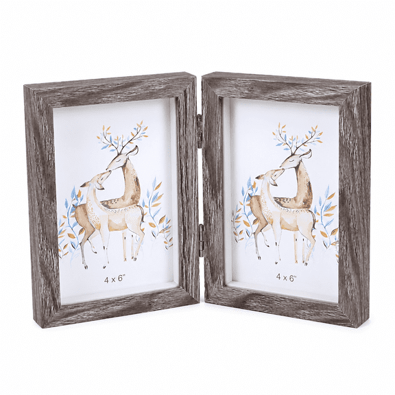Florvian 4x6" Fashion Simple Wooden Picture Frame Double Rectangular Photo Frame (Light Grey)