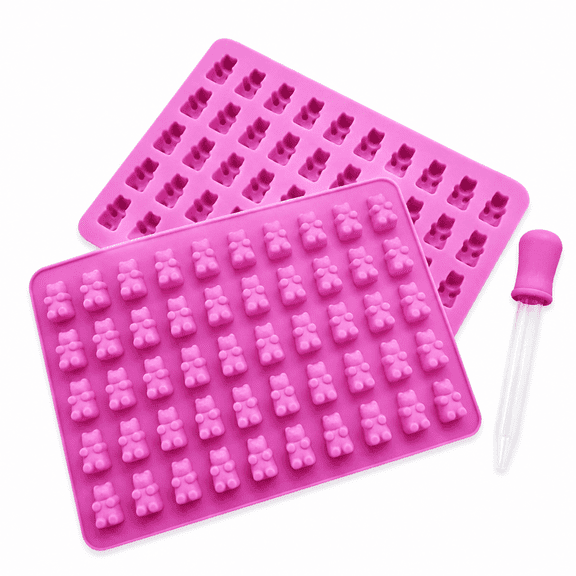 Florvian 50 Cavity Silicone Gummy Bear Chocolate Mold Candy Maker Ice Tray Jelly Moulds