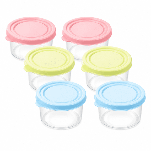 Florvian 6 Pcs Dip Box Food Storage Containers Sauce Cups with Lids Seasoning Packing Salad Dressing Condiment Travel Baby