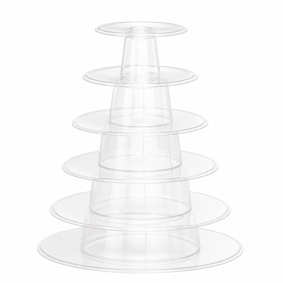 Florvian 6 Tiers Round Macaron Tower,Stand Cake Round Tower Macaron Plastic Display Stand 6-Layer Cake Rack