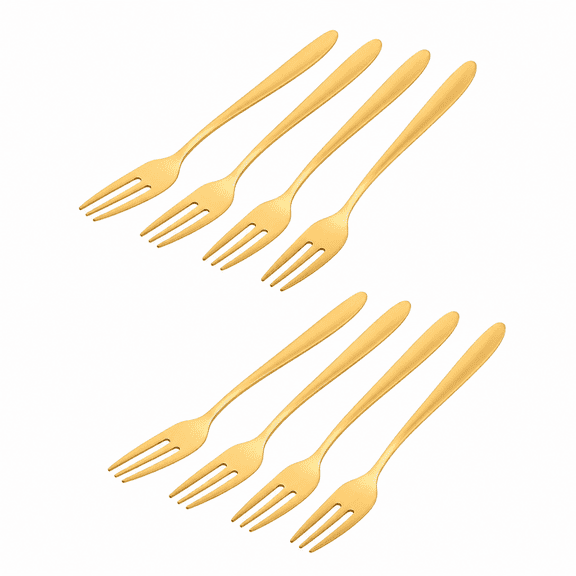 Florvian 8 Pcs Stainless Steel Salad Forks Dessert Fork Small Fruit Forks Appetizer Picks for Home Kitchen Restaurant Silverware Set Golden