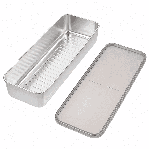 Florvian Bacon Keeper Container for Fridge Meat Container for Refrigerator Stainless Steel Fridge Food Container with Lid