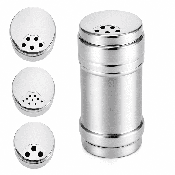 Florvian Seasoning Bottle Stainless Steel Dredge Shaker with Lid,Rotatable Cover for Spice Salt Shaker Dispenser
