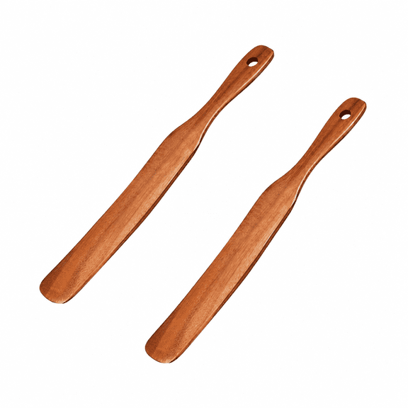 Florvian Skinny Spurtle for Sourdough Starter,Dough Whisk,Sourdough Bread Baking Supplies,Wooden Kitchen Tools for Nonstick Cookware,For Dough Jar Scraping&Reaching Bottom,Sourdough Accessories (2Pc)