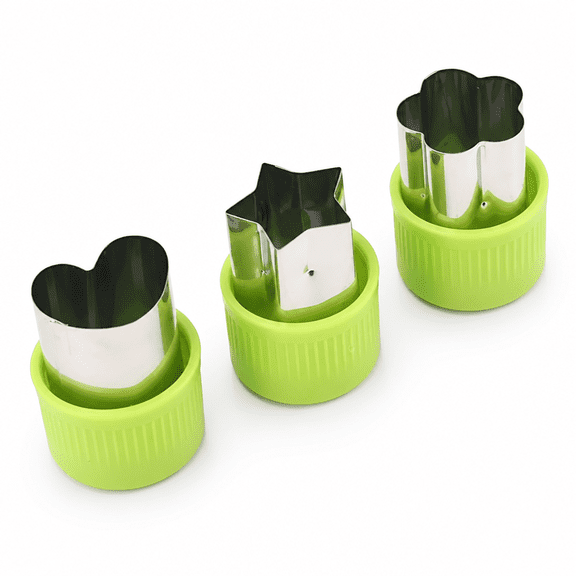 Florvian Star Heart Shape Vegetables Cutter Plastic Handle 3Pcs Portable Cook Tools Stainless Steel Fruit Cutting Die Kitchen Gadgets