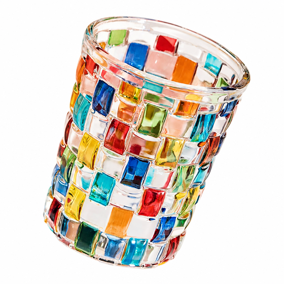 Florvian Stemless Glasses,Rainbow Glassware,Iridescent Glassware for Gift,Festive Colorful Tumbler for Drinking Cocktail,Water