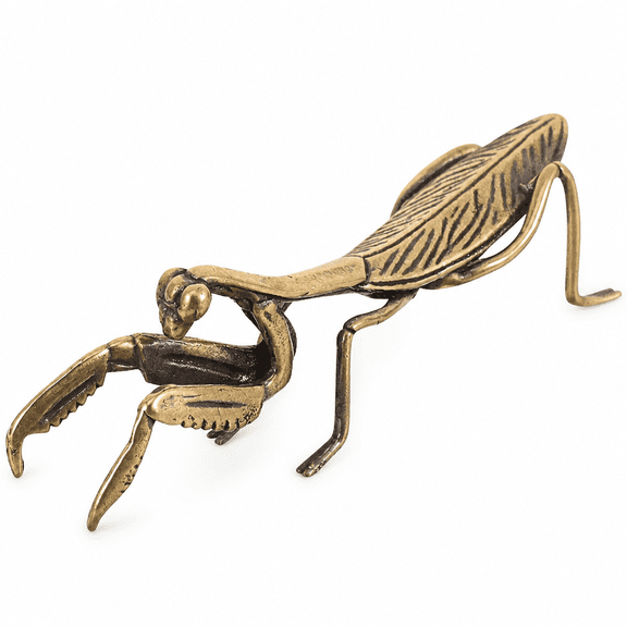 Florvian Vintage Copper Praying Mantis Figurine Fengshui Ornament