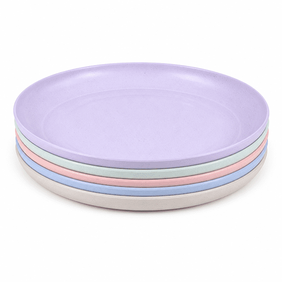 Florvian Wheat Straw Plates,5pcs Wheat Straw Plates Unbreakable Lightweight Dinner Plates Reusable Sturdy Dinnerware Set for Home Kitchen