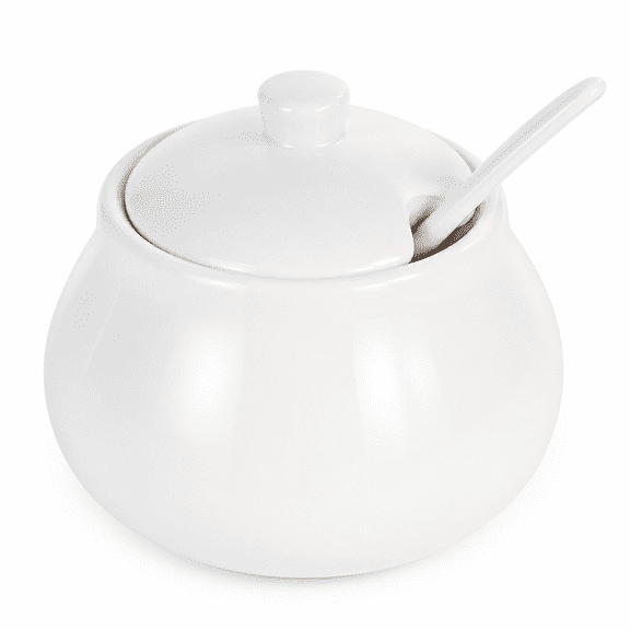 Florvian White Ceramic Sugar Container for Storage Perfect for Coffee Bar Home Kitchen and Dining 8 oz