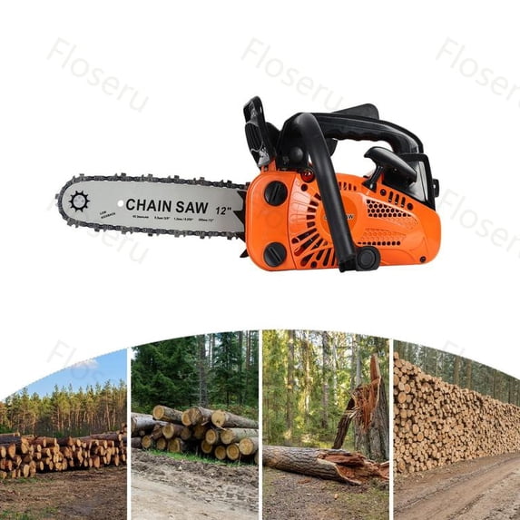 Floseru 12 Inch Top Handle Gas Chainsaw, 2-Stroke 25.4cc Lightweight Chain Saws for Wood Cutting, Tree Pruning, Firewood Preparation & Yard Maintenance