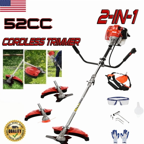 Floseru 2 in 1 Gas Weed Eater, 52CC 2-Cycle Weed Eater Gas Powe, Gas Weed Wacker, 8500rpm Strong Power & Multi Functional Gas String Trimmer Brush Cutter for Yard & Garden