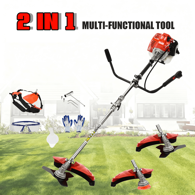 Floseru 2 in 1 Gas Weed Wacker, 52cc 2-Cycle Gas Weed Eater, Grass Trimmer 8500rpm High Power Gas String Trimmer, Brush Cutter for Yard & Garden, Full Functioning Guard Accessories