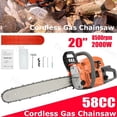 thumbnail image 1 of Floseru 2-Cycle 20-Inch Gas Chainsaw | 58cc Cordless Chain Saw for Wood Cutting, Tree Trimming, Farm & Home Garden Use | Automatic Oiler & Quick Start Engine, 1 of 10