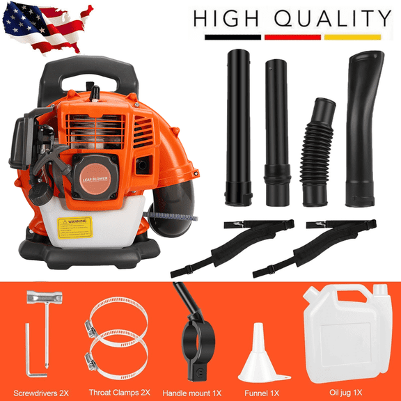Floseru 2-Cycle High Power Gas Backpack Leaf Blower 1.7HP - 52CC Engine, 550CFM , Adjustable Speed, Ergonomic Design for Effortless Leaves, Snow, and Debris Cleanup