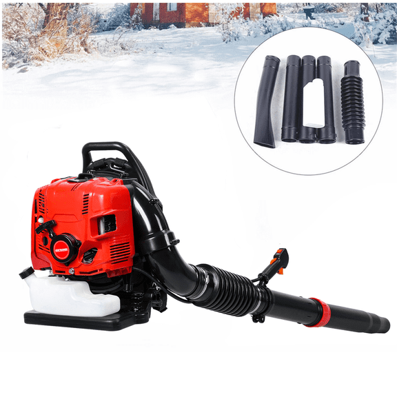 Floseru 4-Stroke High Power Gas Backpack Leaf Blower 5HP - 75.6CC Engine, 900CFM , Adjustable Speed, Ergonomic Design for Effortless Leaves, Snow, and Debris Cleanup