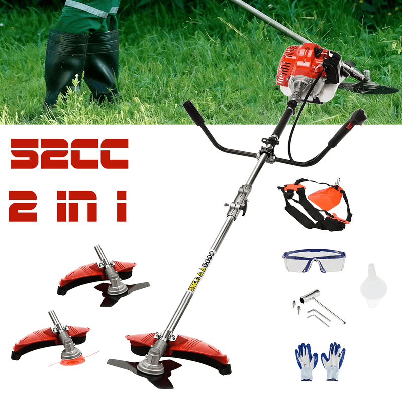 Floseru 2-in-1 Gas Weed Eater, 52cc 2-Stroke Weed Wacker Gas Powe, Air-Cooling Grass Trimmer/String Trimmer, Brush Cutter for Lawn Care