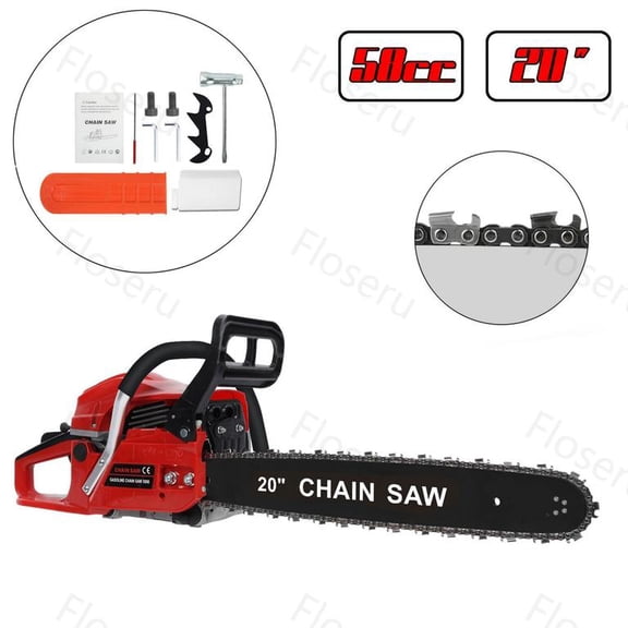 Floseru 20 Inch Gas Chainsaw, 58cc 3 HP Gas Power Chain Saw with Automatic Oiler, 2-Cycle Engine, Petrol Handheld Gasoline Chainsaws for Wood Cutting