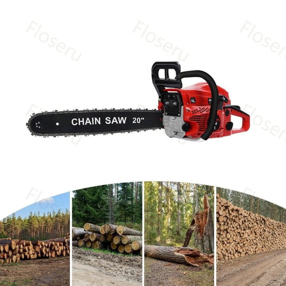 Floseru 20 Inch Gas Chainsaw, 58cc 3 HP Gas Power Chain Saw with Automatic Oiler, 2-Cycle Engine, Petrol Handheld Gasoline Chainsaws for Wood Cutting