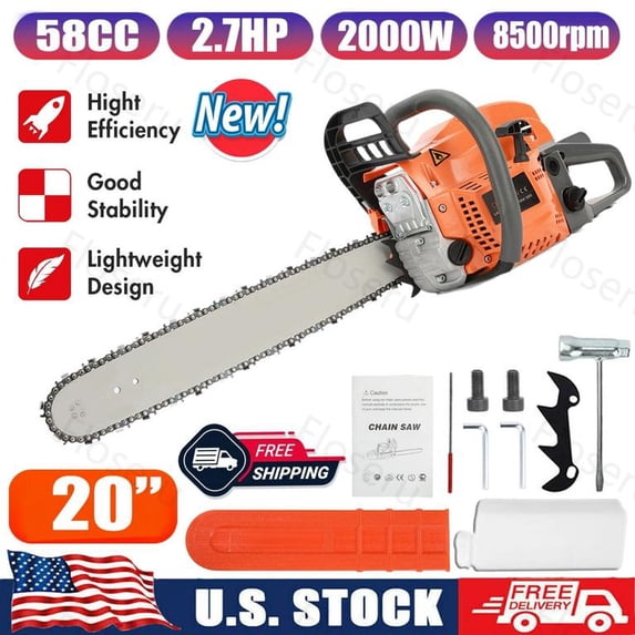 Floseru 20 in. 58cc Top Handle Gas Chainsaw