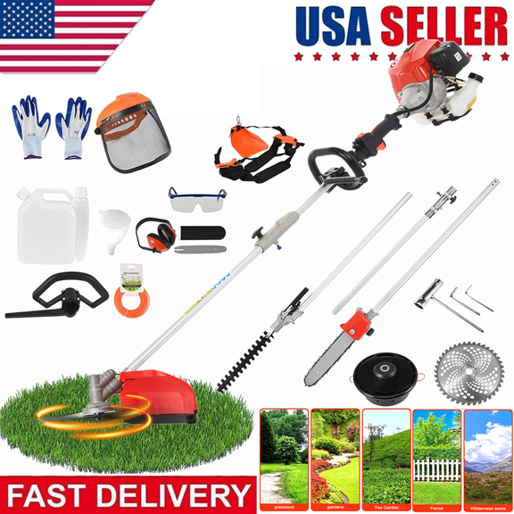 Floseru 2026 New Gas Weed Wacker, 52cc 2-Stroke 5 in 1 Multi-Functional Lawn Mower Hedge Trimmer Pruners Gas Powe Brush Cutter, Weed Eater for Grass and Bush