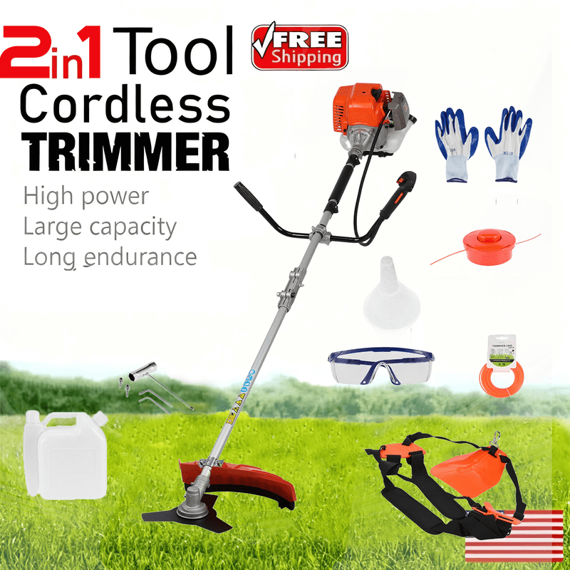 Floseru 2026 Upgraded 52cc Gas Weed Wacker with 1.2L Fuel Tank, 2-Stroke 2.2KW/8500RPM Weed Eater with Multi-Functional Grass Trimming Tool - String Trimmer, Brush Trimmer for Garden, Yard