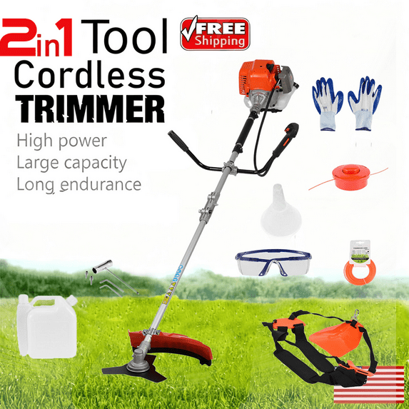 Floseru 2026 Upgraded 52cc Gas Weed Wacker with 1.2L Fuel Tank, 2-Stroke 2.2KW/8500RPM Weed Eater with Multi-Functional Grass Trimming Tool - String Trimmer, Brush Trimmer for Garden, Yard