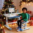 thumbnail image 1 of Floseru 2026 Upgraded Kids Desk and Chair Set, Kids Art Desk with Tiltable Reading Stand & LED Table Light, Bedroom Children Learning Table with Extra Large Drawer, 1 of 10