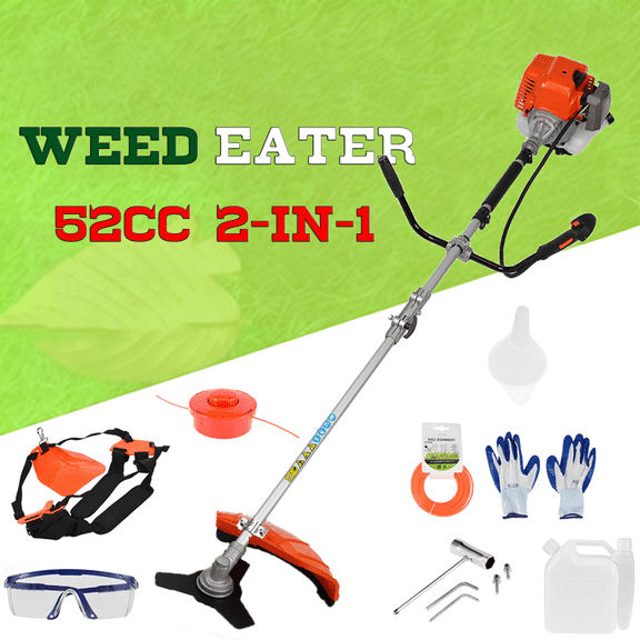 Floseru 2026 Upgraded Weed Wacker, 52CC Gas Weed Trimmer, 2 in 1 Gas String Trimmer and Grass Cutter with 3 Teeth Brush Cutter Blade, Weed Eater Gas Edger Lawn Tool for Garden Yard