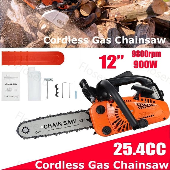 Floseru 25.4CC Gas Chainsaw, 12 Inch Chain Saw with 2 Stroke Engine, Gas Power Chainsaw with Non-Slip Handle, 260ml Fuel Tanks for For Forest, Garden, Farm Tree and Wood Cutting Use