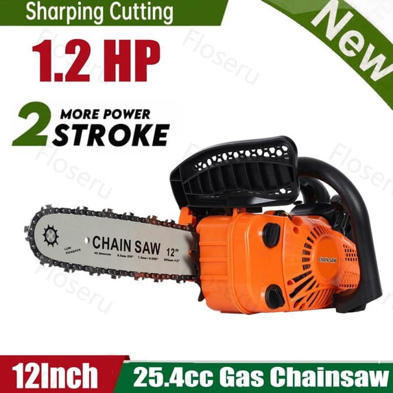 Floseru 25.4CC Gas Chainsaw, Professional Chainsaw with 2-Stroke Engine, 12inch Chain Saw Bar, Ergonomic Non-Slip Handle & 260ml Fuel Tanks for Tree Wood Cutting