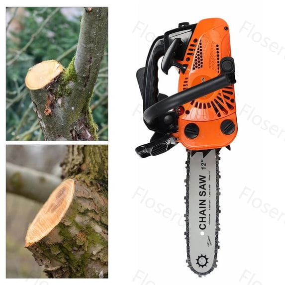 Floseru 25.4CC Gas Powered Chainsaw, 12 Inch 2-Cycle Petrol Handheld Cordless Chain Saw, Gas Chainsaws for Tree Wood Cutting