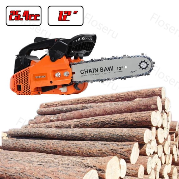 Floseru 25.4cc Gas Chainsaw, 12 Inch Gas Powered Chainsaws with Tool Bag, 1.2HP 2-Cycle Handheld Cordless Petrol Gasoline Chain Saw for Cutting Tree Wood Trimming Garden Farm